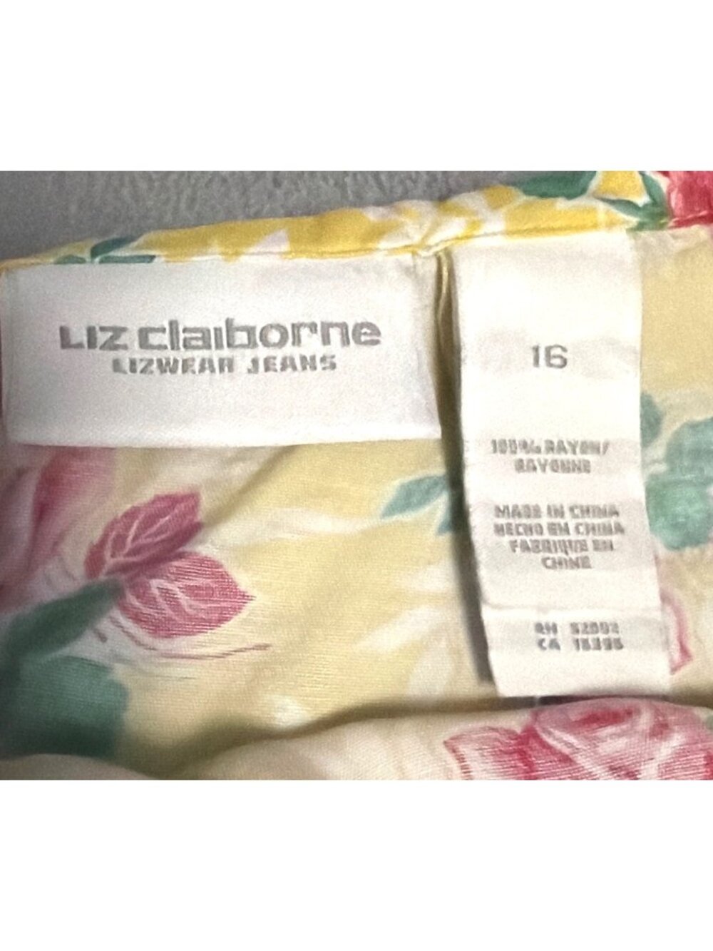 Liz Claiborne Floral Yellow & Red Full-Length Skirt Size 16 Cottage Coquette - Picture 3 of 5